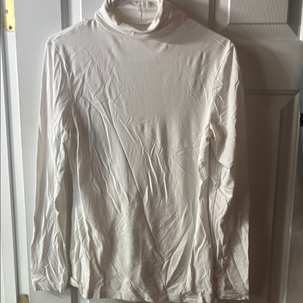 Cream Turtleneck Long Sleeve Top
